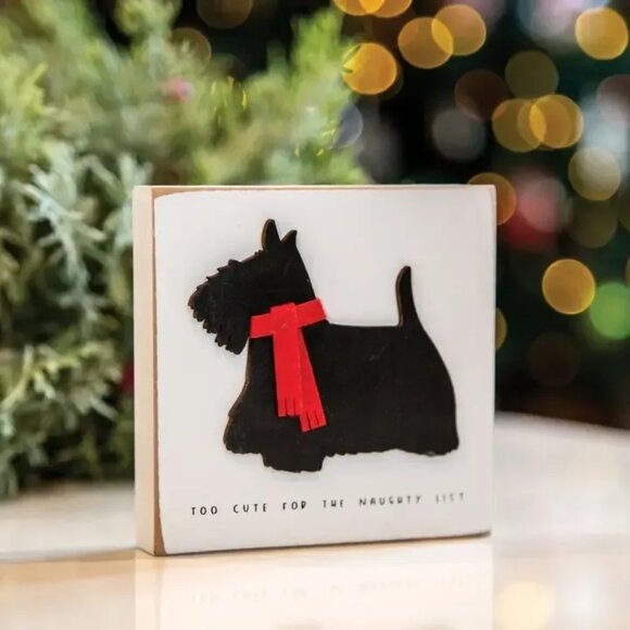 ($3) Too Cute For the Naughty List Dog Block - Picture 1 of 2
